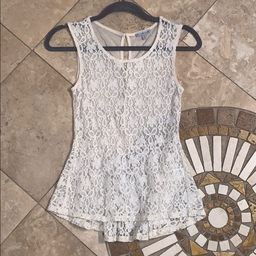 Charolette Russe white floral tank top